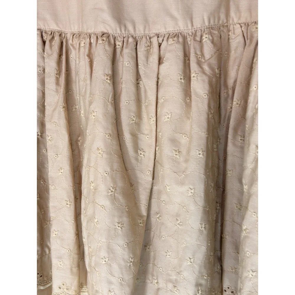 Women's Skirt Khaki‎ Embroidered Cottagecore Western Floral Tiered Broomstick 14